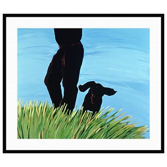 Chestertown Afternoon With Dog By Marjorie Weiss Wood Framed Wall Art Print
