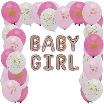 Girl Rose Gold Balloons, Baby Shower Party Decorations (16 in 44 Pieces)