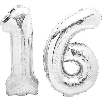 16th Birthday Party Foil Balloons, Hello 16 (4 Pieces)