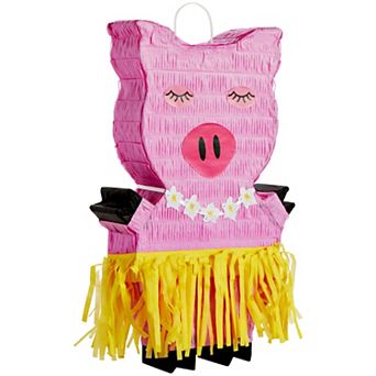 Tropical Pig Pinata, Luau And Hawaiian-theme Party, 16.5x10x3 In