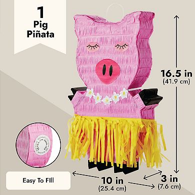 Tropical Pig Pinata, Luau And Hawaiian-theme Party, 16.5x10x3 In