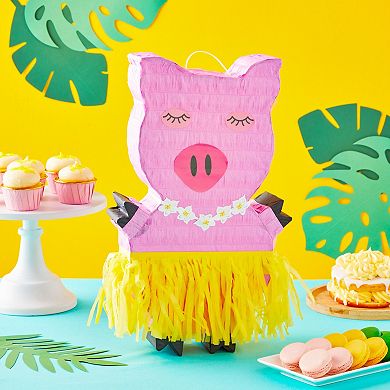 Tropical Pig Pinata, Luau And Hawaiian-theme Party, 16.5x10x3 In