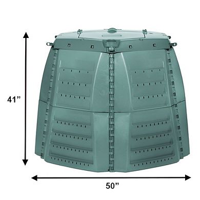 267 Gallon Outdoor Compost Bin with Dual Lids and Front Access Doors for Yard Waste, Green, 50 in.