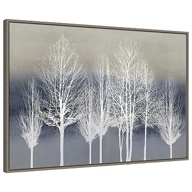 Trees On Blue By Kate Bennett Framed Canvas Wall Art Print