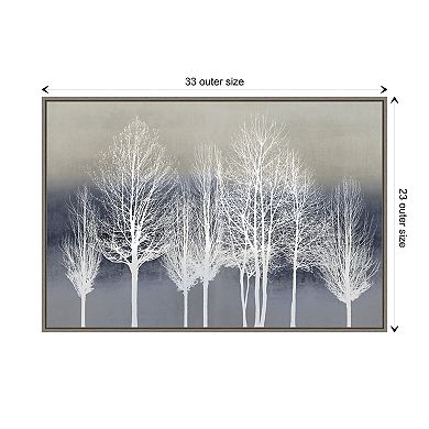 Trees On Blue By Kate Bennett Framed Canvas Wall Art Print