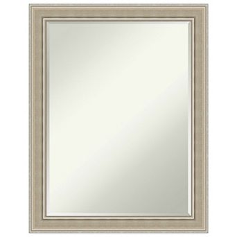 Mezzo Silver Petite Bevel Wood Bathroom Wall Mirror - Glass Size 18 X 24