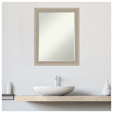 Mezzo Silver Petite Bevel Wood Bathroom Wall Mirror - Glass Size 18 X 24