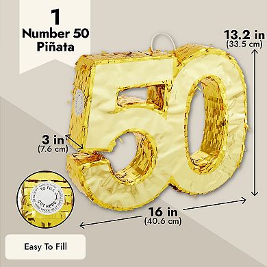 Gold Foil Pinata For 50th Birthday Party (16 X 3 X 13.2 In)