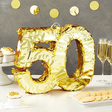 Gold Foil Pinata For 50th Birthday Party (16 X 3 X 13.2 In)