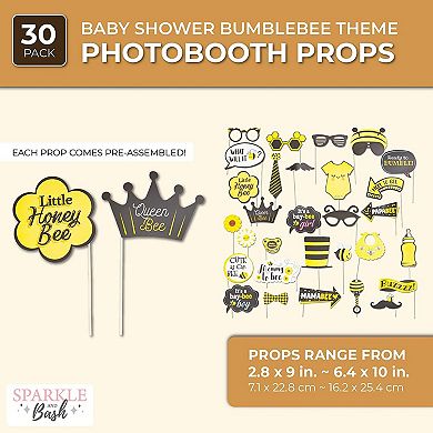 30pc Bumblebee Photo Booth Props Kit, Honey Bee Baby Shower Party Decorations