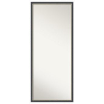 Theo Black Silver Wood Non Beveled Full Length Floor Leaner Mirror