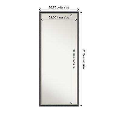 Theo Black Silver Wood Non Beveled Full Length Floor Leaner Mirror