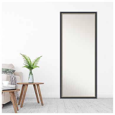 Theo Black Silver Wood Non Beveled Full Length Floor Leaner Mirror