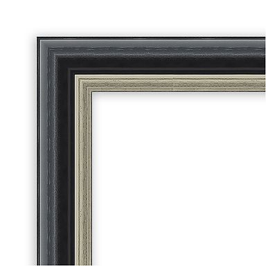 Theo Black Silver Wood Non Beveled Full Length Floor Leaner Mirror
