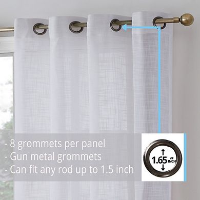 Thd Harley Faux Linen Textured Semi Sheer Privacy Light Filtering Grommet Curtain Panels, Set Of 2