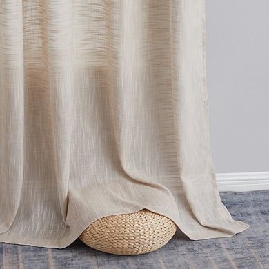 HLC.me Madison Faux Linen Textured Semi Sheer Privacy Light Filtering Grommet Curtain Panels, Pair