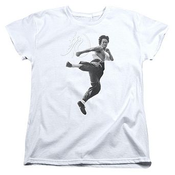 Bruce Lee Flying Kick Short Sleeve Womens Tee