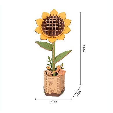 Diy 3d Wood Puzzle Sunflower 86pcs