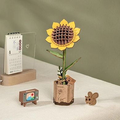 Diy 3d Wood Puzzle Sunflower 86pcs