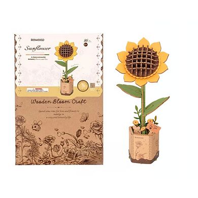 Diy 3d Wood Puzzle Sunflower 86pcs