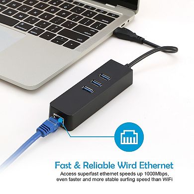 3-port Usb 3.0 Hub With Gigabit Ethernet Adapter