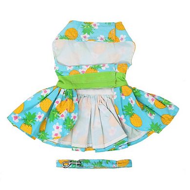 Doggie Design Pineapple Luau Dog Harness Dress With Matching Leash