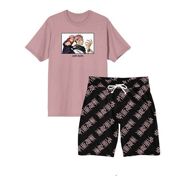 Pigiama Jujutsu Kaisen Donna - Set Maglietta Raglan E Pantaloni Jogger Con Yuji Itadori E Megumi Fushiguro