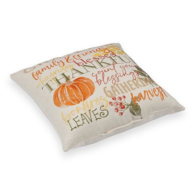 Celebrate Together Fall White Fall Word Tapestry Throw Pillow