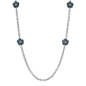 1928 Enamel & Crystal Flower Station Necklace