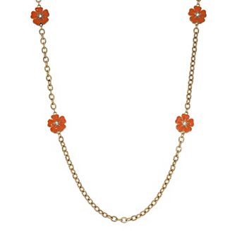 1928 Enamel & Crystal Flower Station Necklace