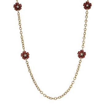 1928 Enamel & Crystal Flower Station Necklace