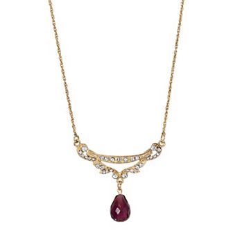 1928 Gold Tone Crystal Swag Shaped Collar Necklace