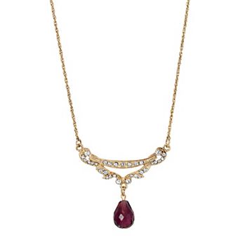 1928 Gold Tone Crystal Swag Shaped Collar Necklace