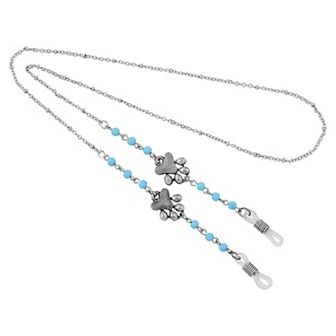 1928 Silver Tone Dog Paw Turquoise Bead Eye Glass Holder