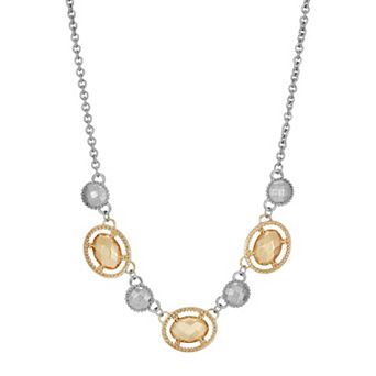 1928 Two Tone Faceted Oval Collar Necklace