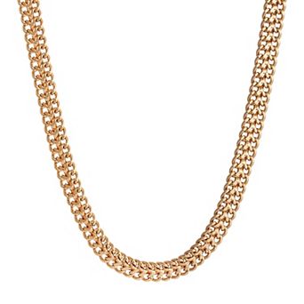 1928 Gold Tone Double Curb Chain Necklace