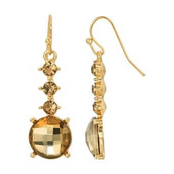 1928 Round Faceted Linear Drop Crystal Earrings
