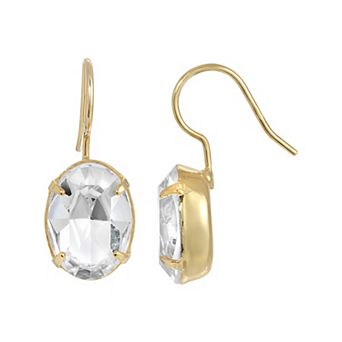 1928 Crystal Oval Wire Fish Hook Earrings