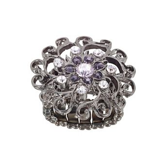 1928 Crystal Flower Filigree Stretch Ring