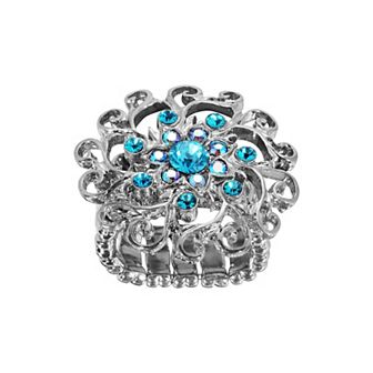 1928 Crystal Flower Filigree Stretch Ring