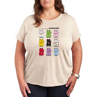 Plus Lucky Cat Grid Graphic Tee