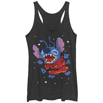 Disney's Lilo & Stitch Pixeled Stitch Tri-Blend Racerback Graphic Tank Top