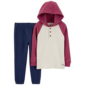 Toddler Boys Carter's 2 pc Hooded Henley Tee & Pull-On Pant Set