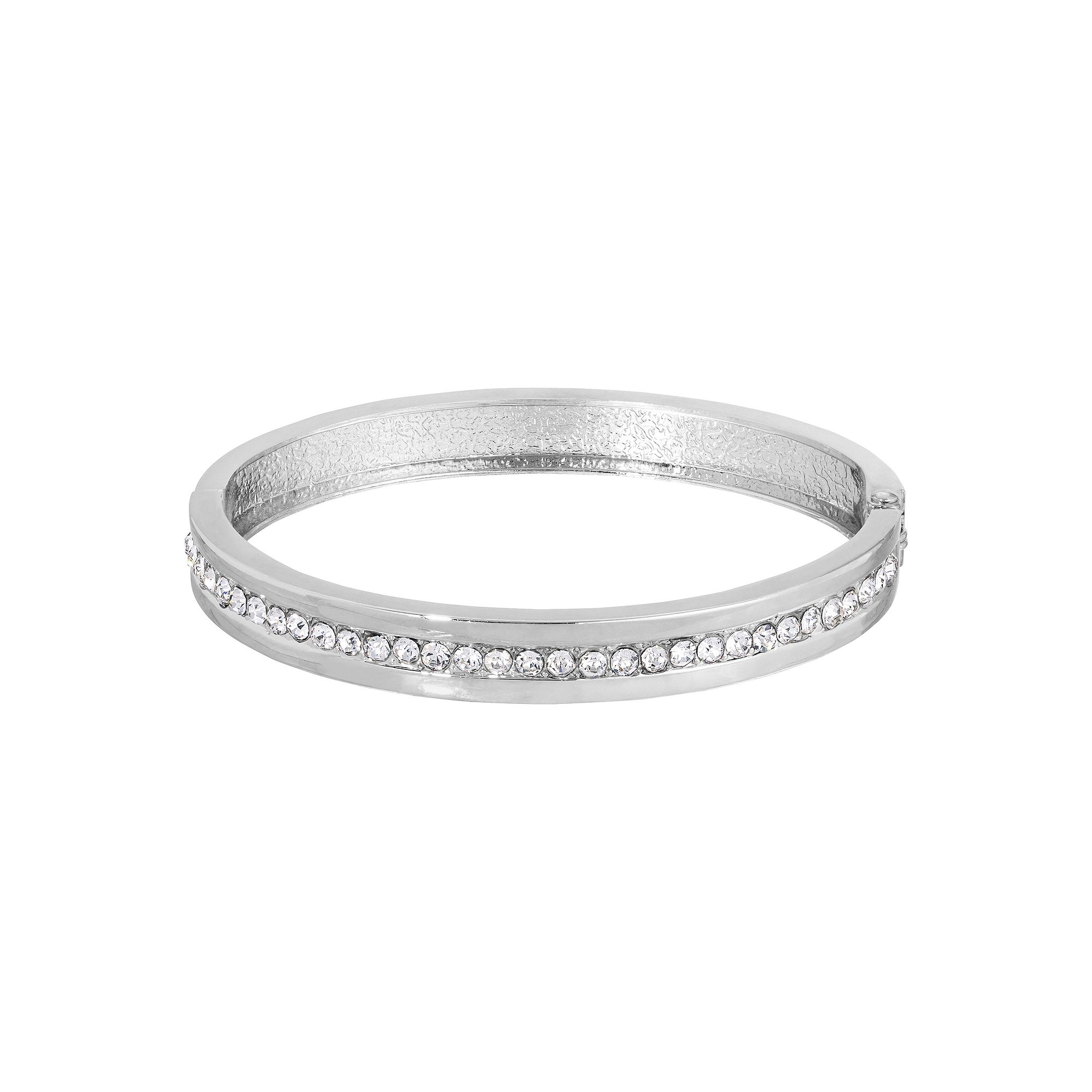 1928 Crystal Bangle Bracelet, Womens, White