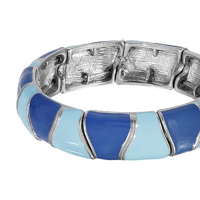 1928 Two Color Enamel Stretch Bracelet