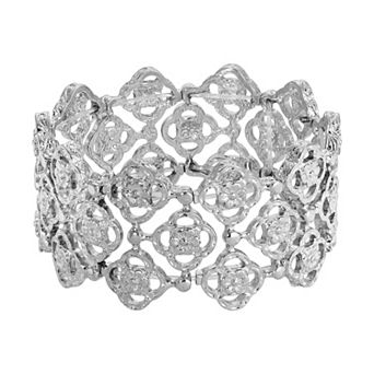 1928 Clover & Flower Wide Stretch Bracelet