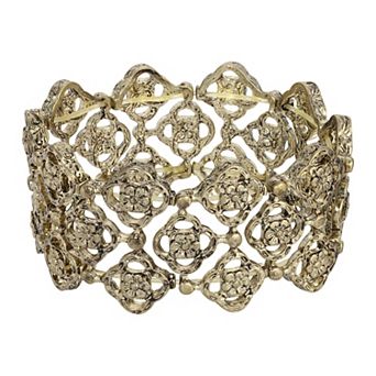 1928 Clover & Flower Wide Stretch Bracelet