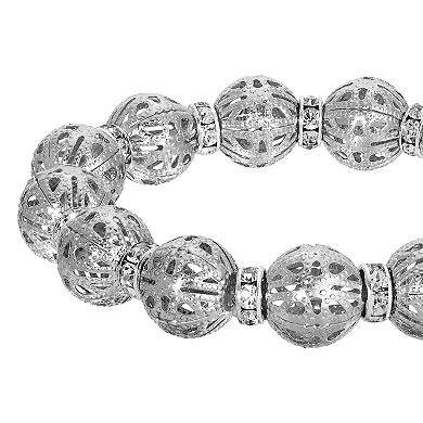 1928 Filigree Bead Crystal Rondelle Stretch Bracelet