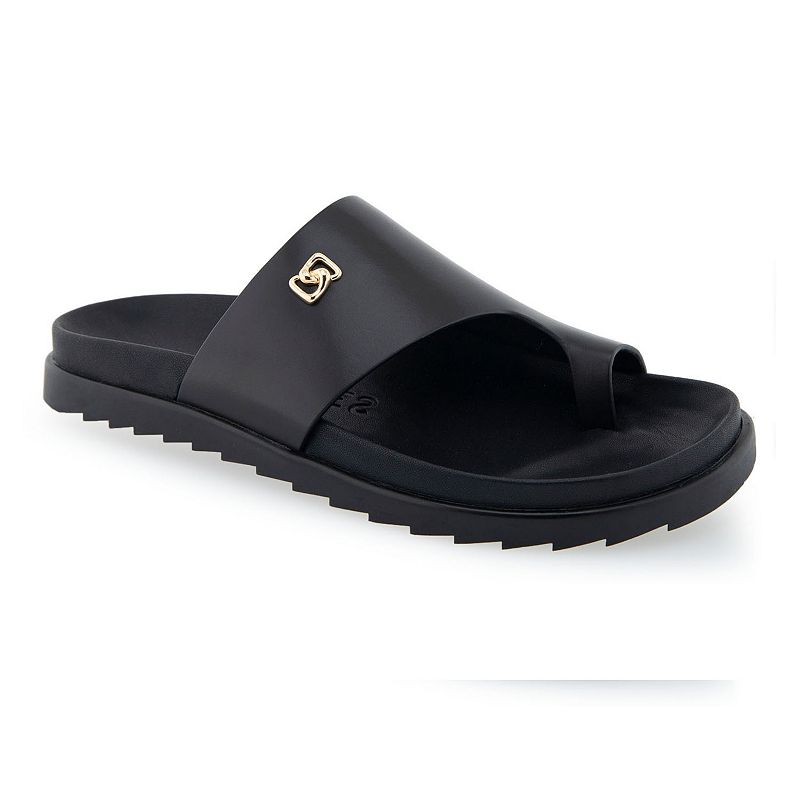 Aerosoles Laurel Women's Hooded Thong Slide Sandals, Size: 9 Medium, Black Leather