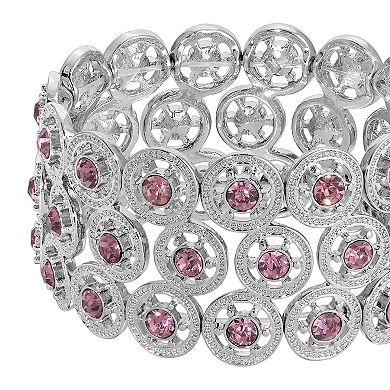 1928 Spoked Crystal Wide Stretch Bracelet